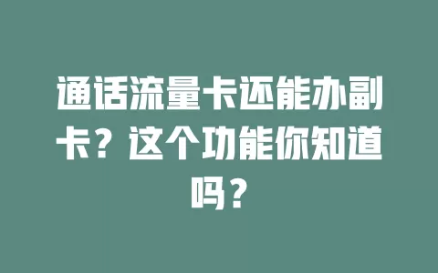 通话流量卡还能办副卡？这个功能你知道吗？