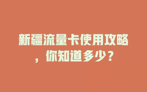 新疆流量卡使用攻略，你知道多少？