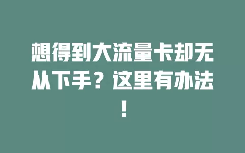 想得到大流量卡却无从下手？这里有办法！