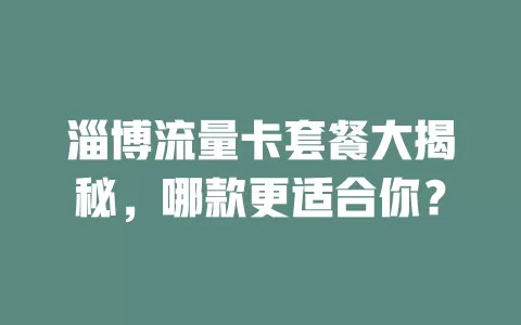 淄博流量卡套餐大揭秘，哪款更适合你？