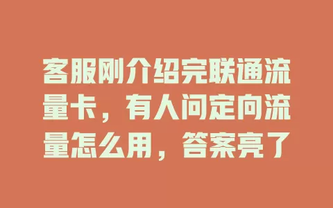 客服刚介绍完联通流量卡，有人问定向流量怎么用，答案亮了