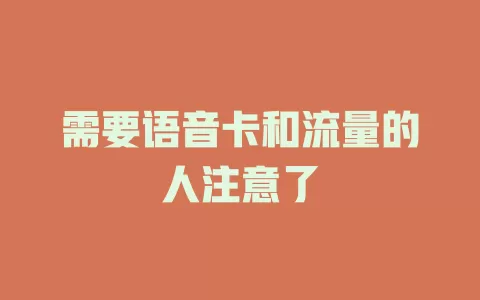 需要语音卡和流量的人注意了