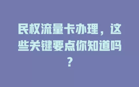 民权流量卡办理，这些关键要点你知道吗？