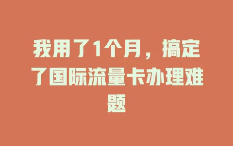 我用了1个月，搞定了国际流量卡办理难题