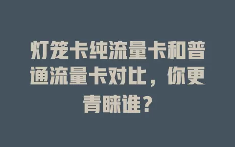 灯笼卡纯流量卡和普通流量卡对比，你更青睐谁？