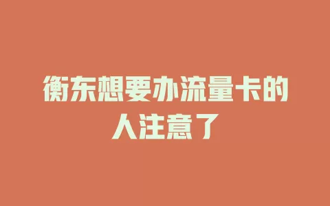 衡东想要办流量卡的人注意了