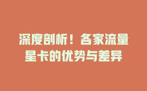 深度剖析！各家流量星卡的优势与差异