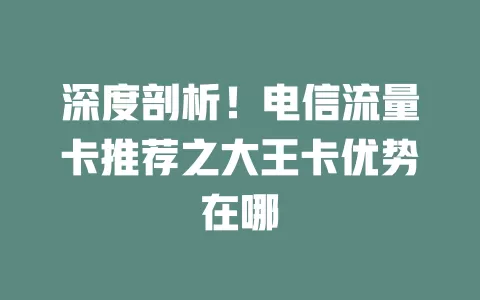 深度剖析！电信流量卡推荐之大王卡优势在哪