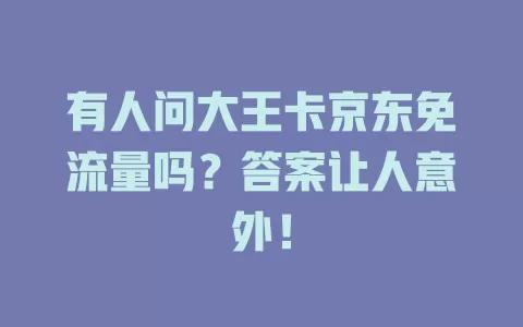 有人问大王卡京东免流量吗？答案让人意外！