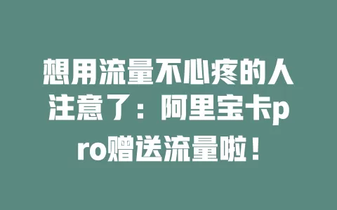 想用流量不心疼的人注意了：阿里宝卡pro赠送流量啦！