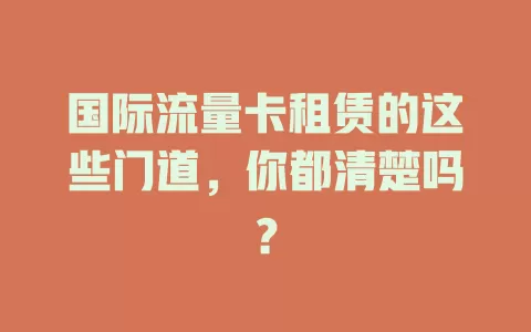 国际流量卡租赁的这些门道，你都清楚吗？