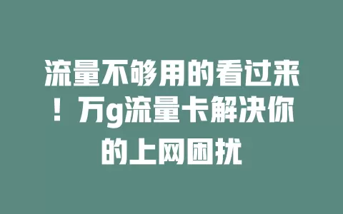 流量不够用的看过来！万g流量卡解决你的上网困扰