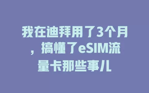 我在迪拜用了3个月，搞懂了eSIM流量卡那些事儿