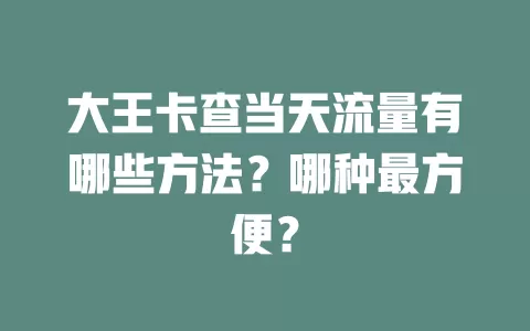 大王卡查当天流量有哪些方法？哪种最方便？