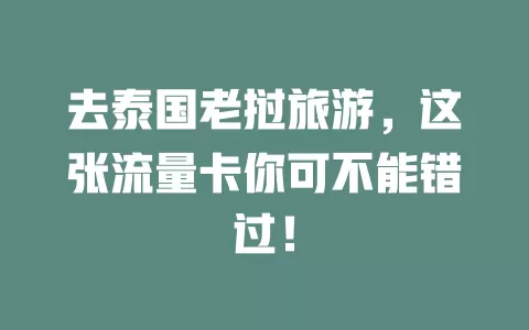 去泰国老挝旅游，这张流量卡你可不能错过！