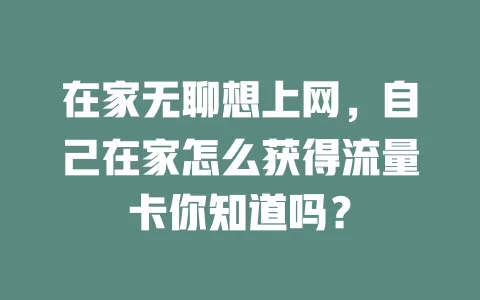 在家无聊想上网，自己在家怎么获得流量卡你知道吗？
