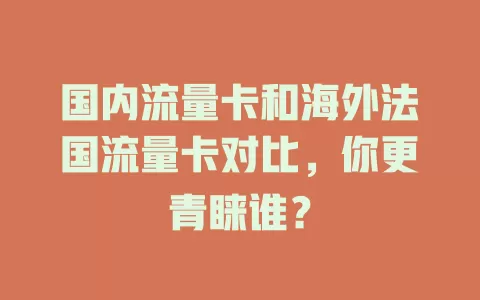 国内流量卡和海外法国流量卡对比，你更青睐谁？