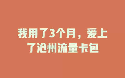 我用了3个月，爱上了沧州流量卡包