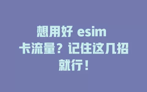 想用好 esim 卡流量？记住这几招就行！