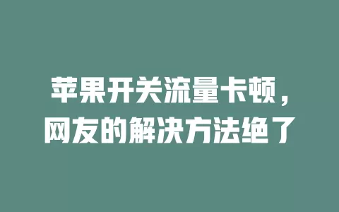 苹果开关流量卡顿，网友的解决方法绝了