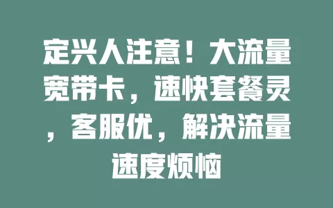 定兴人注意！大流量宽带卡，速快套餐灵，客服优，解决流量速度烦恼