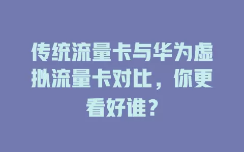 传统流量卡与华为虚拟流量卡对比，你更看好谁？