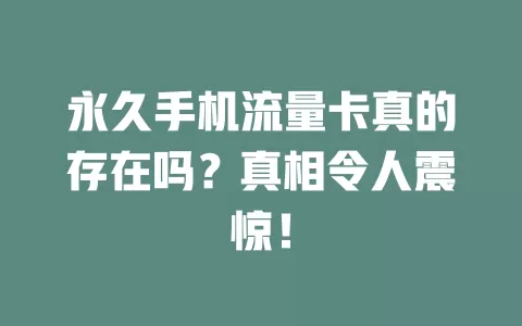 永久手机流量卡真的存在吗？真相令人震惊！