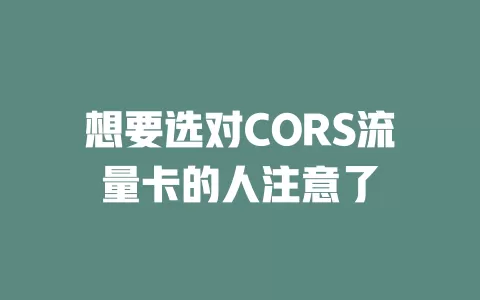 想要选对CORS流量卡的人注意了