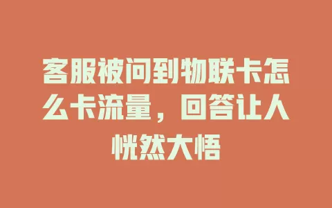 客服被问到物联卡怎么卡流量，回答让人恍然大悟