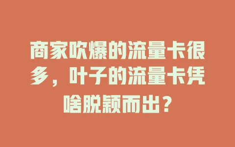 商家吹爆的流量卡很多，叶子的流量卡凭啥脱颖而出？