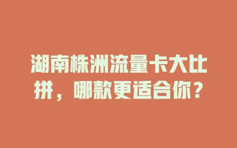湖南株洲流量卡大比拼，哪款更适合你？