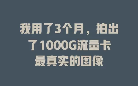 我用了3个月，拍出了1000G流量卡最真实的图像