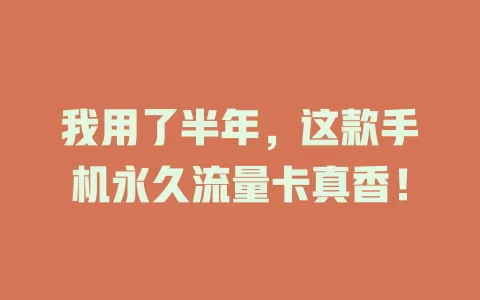 我用了半年，这款手机永久流量卡真香！