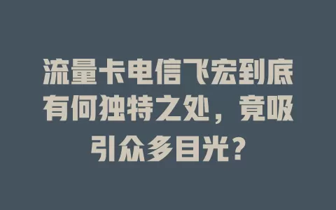 流量卡电信飞宏到底有何独特之处，竟吸引众多目光？