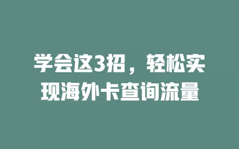学会这3招，轻松实现海外卡查询流量