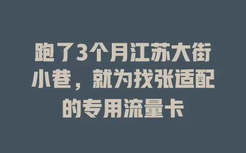 跑了3个月江苏大街小巷，就为找张适配的专用流量卡