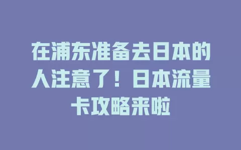 在浦东准备去日本的人注意了！日本流量卡攻略来啦
