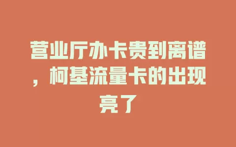 营业厅办卡贵到离谱，柯基流量卡的出现亮了