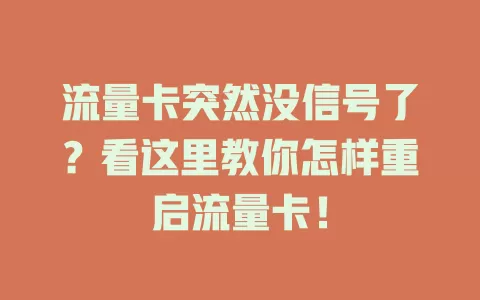 流量卡突然没信号了？看这里教你怎样重启流量卡！