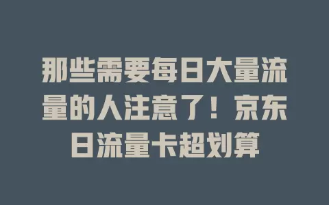 那些需要每日大量流量的人注意了！京东日流量卡超划算