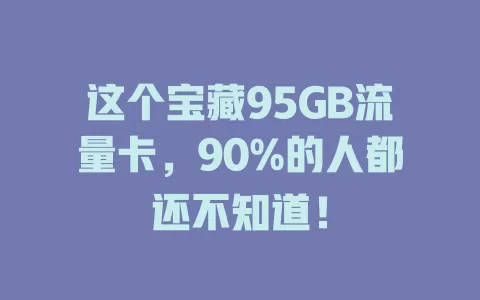 这个宝藏95GB流量卡，90%的人都还不知道！