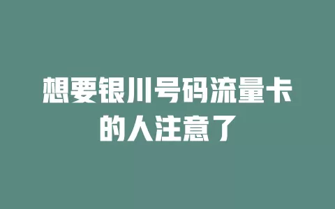 想要银川号码流量卡的人注意了