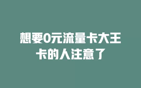 想要0元流量卡大王卡的人注意了
