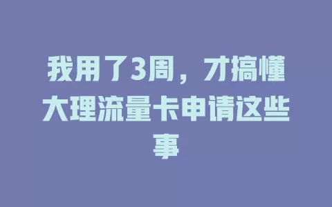 我用了3周，才搞懂大理流量卡申请这些事