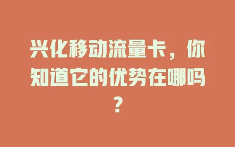 兴化移动流量卡，你知道它的优势在哪吗？