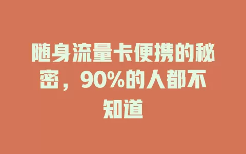 随身流量卡便携的秘密，90%的人都不知道