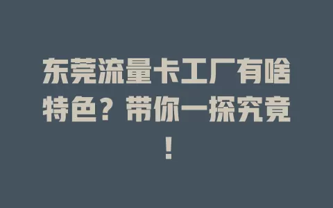 东莞流量卡工厂有啥特色？带你一探究竟！