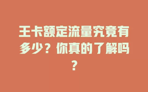 王卡额定流量究竟有多少？你真的了解吗？