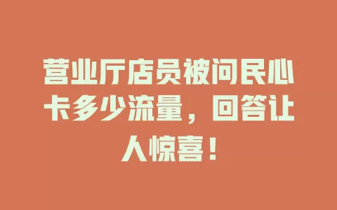 营业厅店员被问民心卡多少流量，回答让人惊喜！