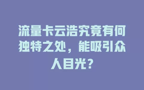 流量卡云浩究竟有何独特之处，能吸引众人目光？